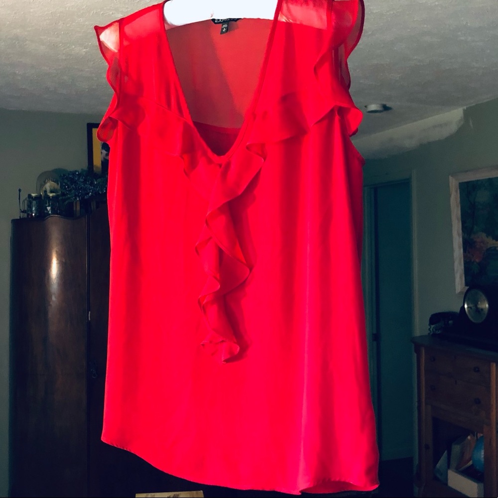 Express Red Ruffle Blouse